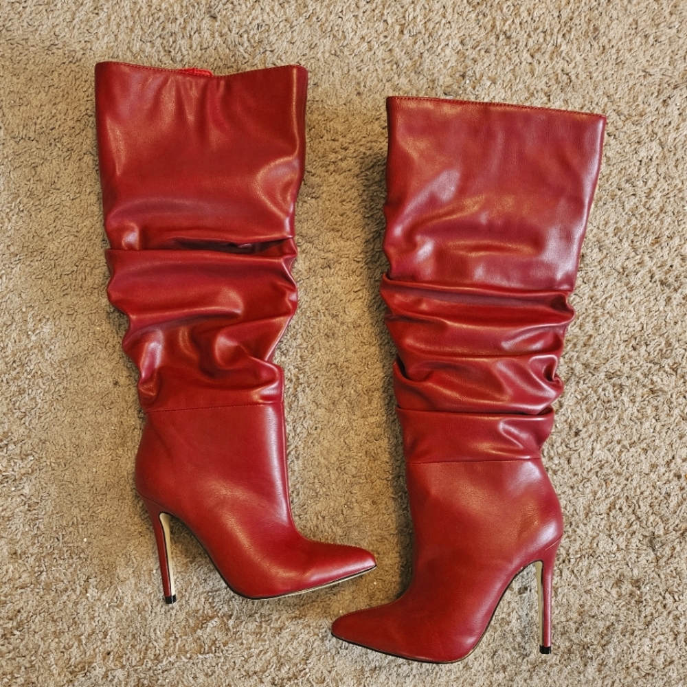 Red Knee High Boots